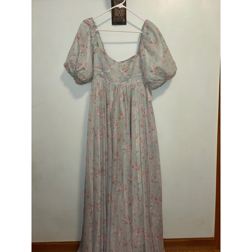 Worth Collective Willow Maxi Dress w/Train Cottage Sage Large NWT Princess - Picture 6 of 15